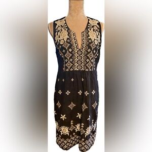 Johnny Was Black Dress with Beautifully Detailed Embroidery